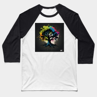 Cosmic Tree Splatter Paint Baseball T-Shirt